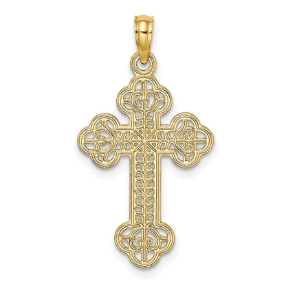 14K Lacey Center Budded Cross Charm