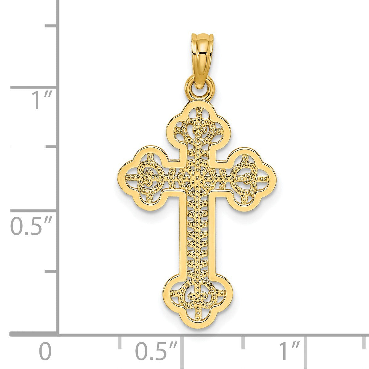 14K Lacey Center Budded Cross Charm