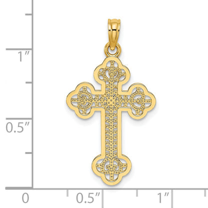 14K Lacey Center Budded Cross Charm