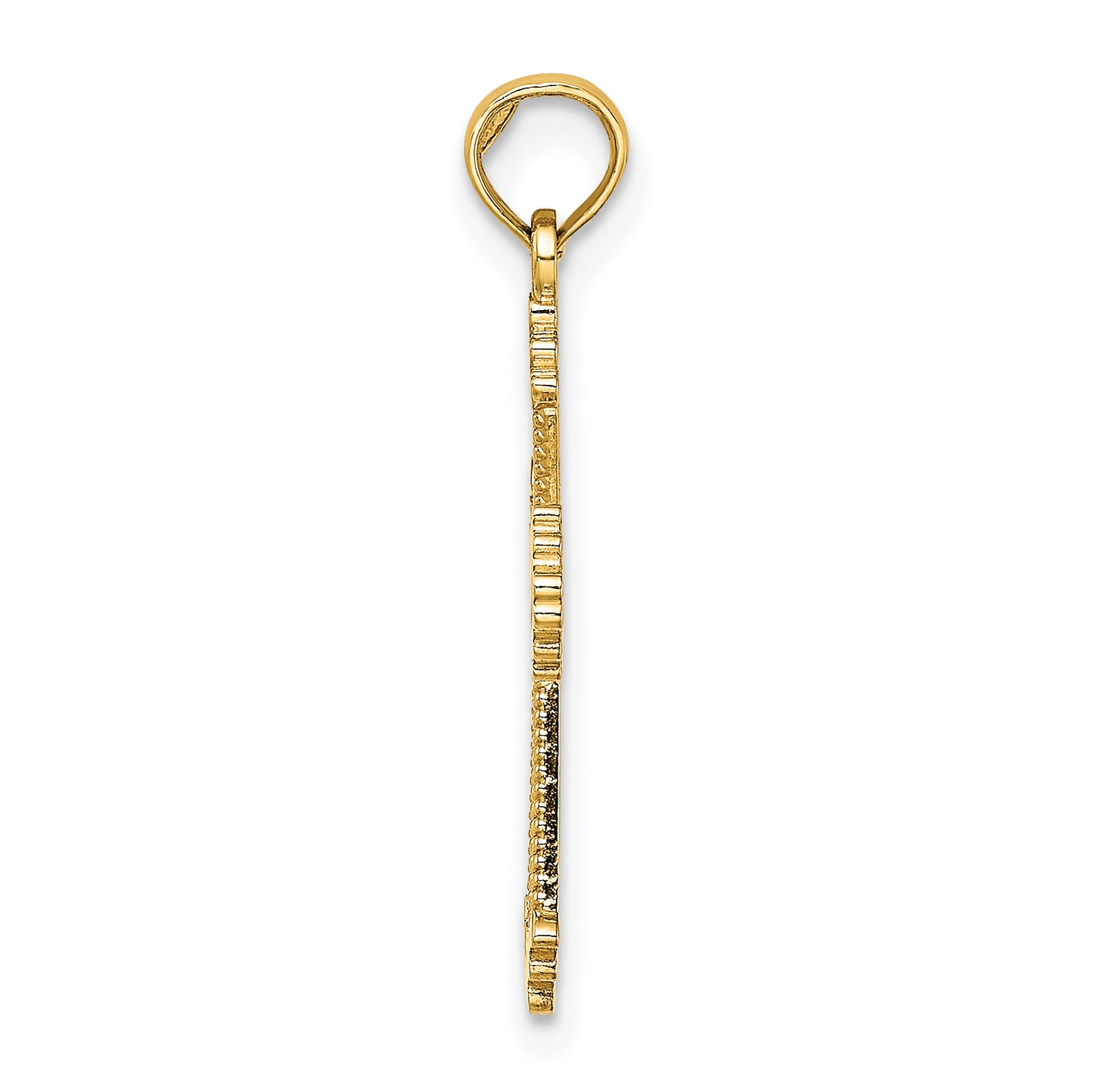 14K Cut-Out Stripes Cross with Heart Charm