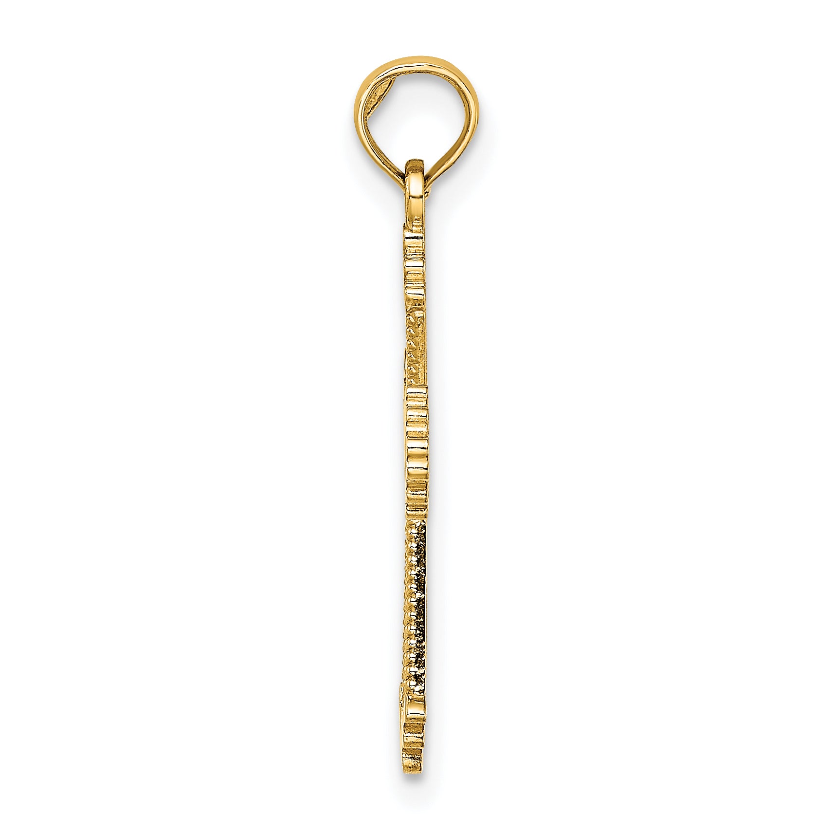 14K Cut-Out Stripes Cross with Heart Charm