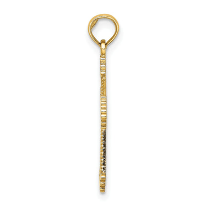 14K Cut-Out Stripes Cross with Heart Charm