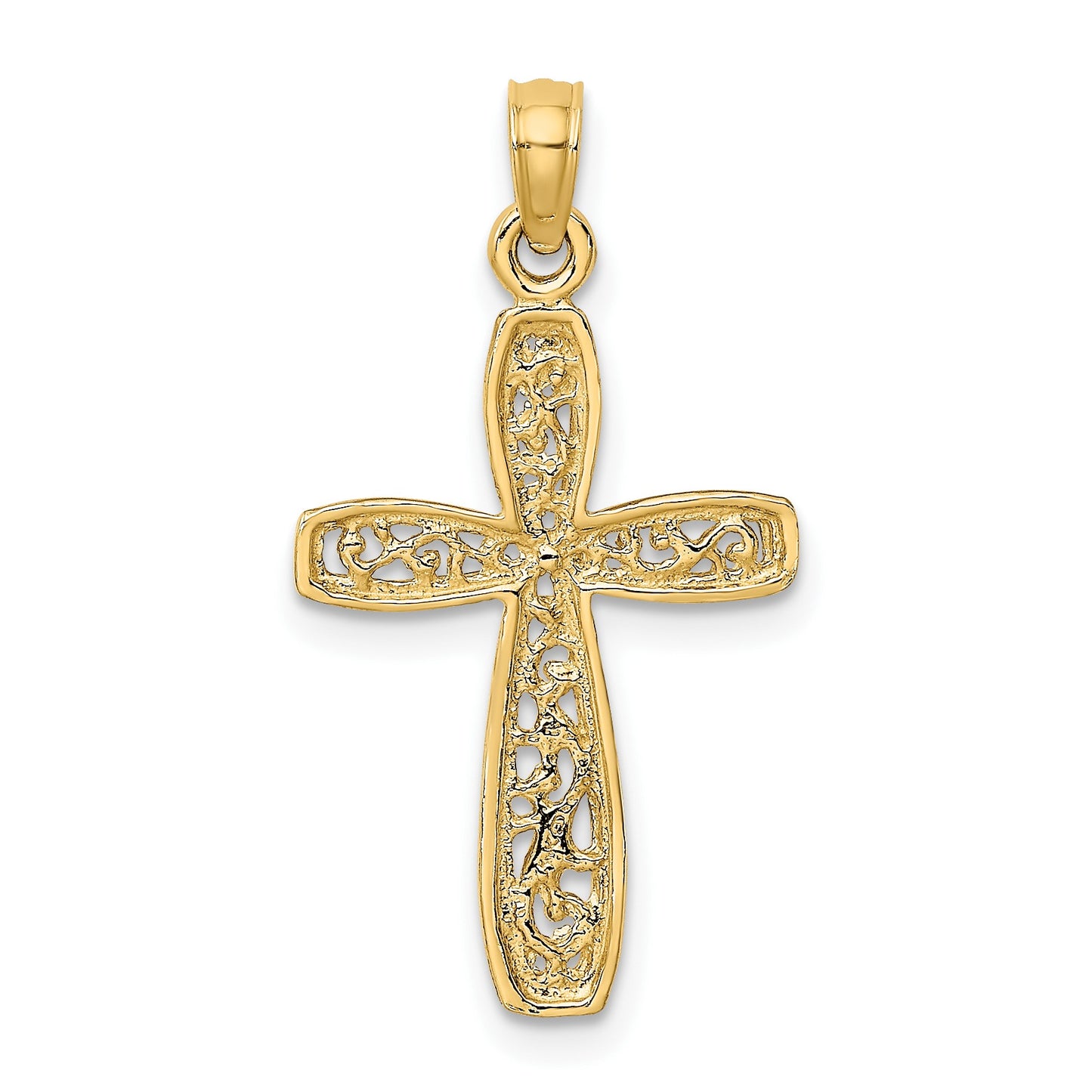 14K Cross with Filigree Center Charm