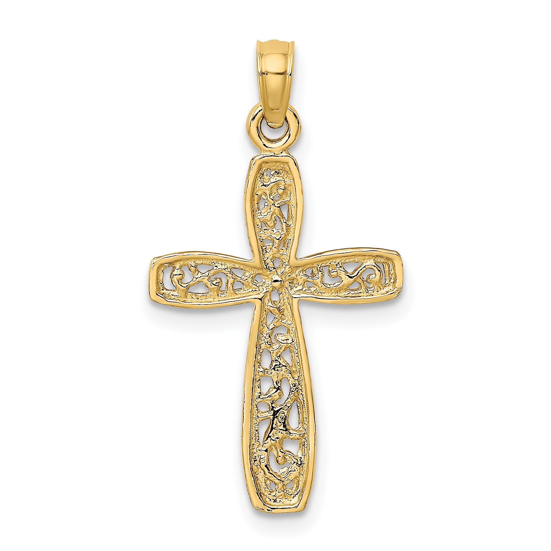 14K Cross with Filigree Center Charm