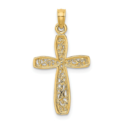 14K Cross with Filigree Center Charm