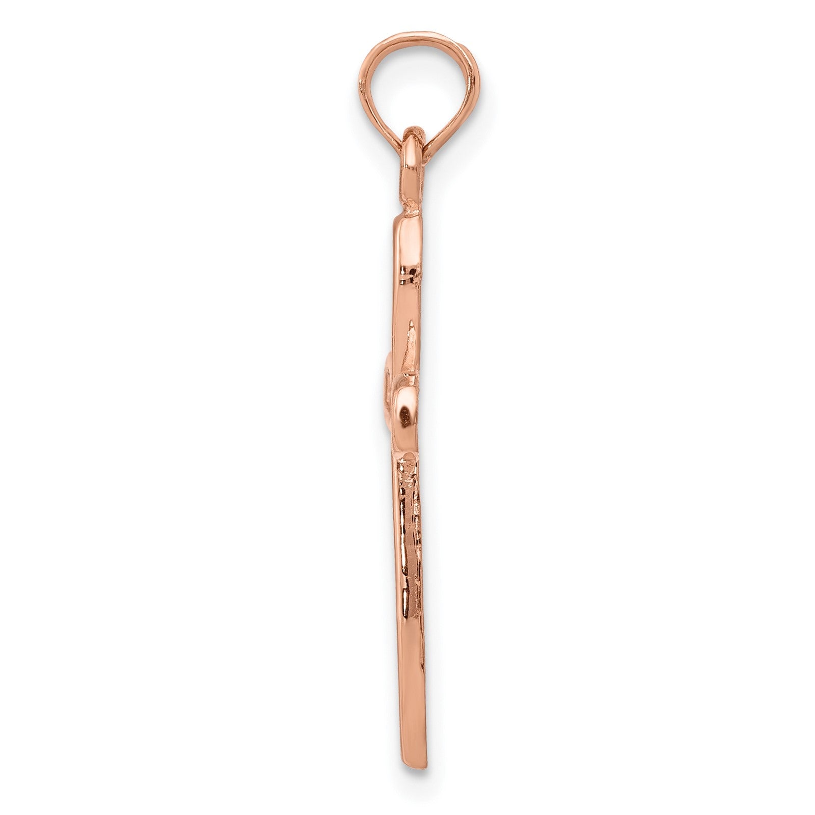 14K Rose Gold and White Rhodium Cross with Filigree Center Charm