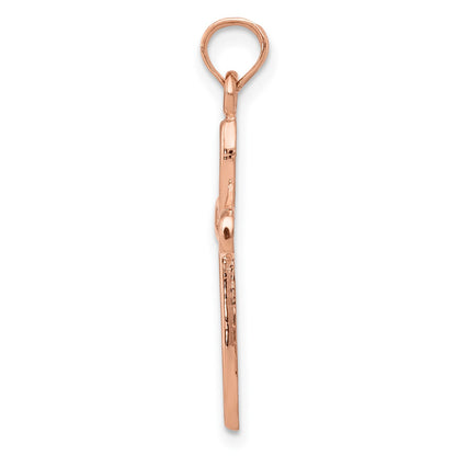 14K Rose Gold and White Rhodium Cross with Filigree Center Charm