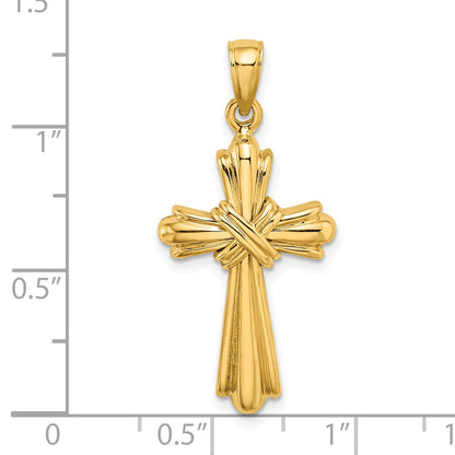 14K Polished -X- Center Cross Charm