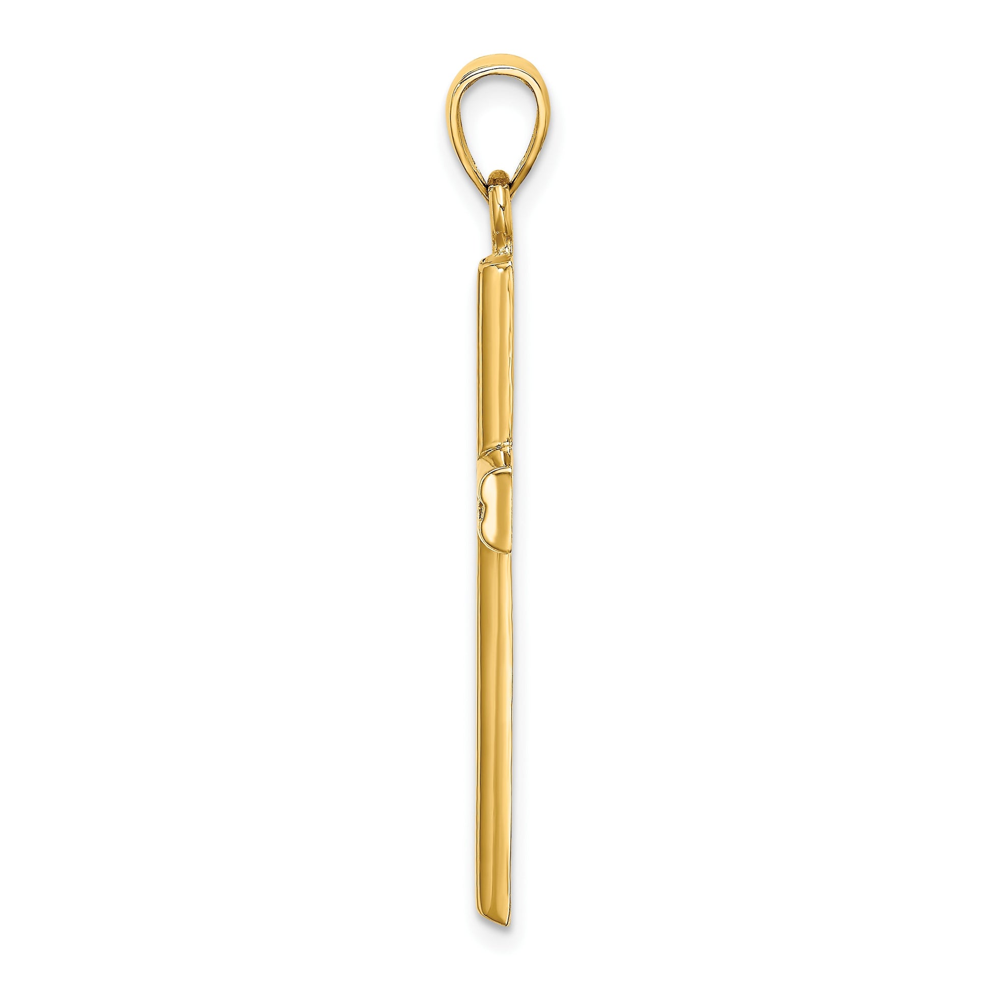 14K Polished Beaded Cross Charm