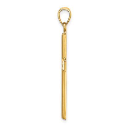14K Polished Beaded Cross Charm