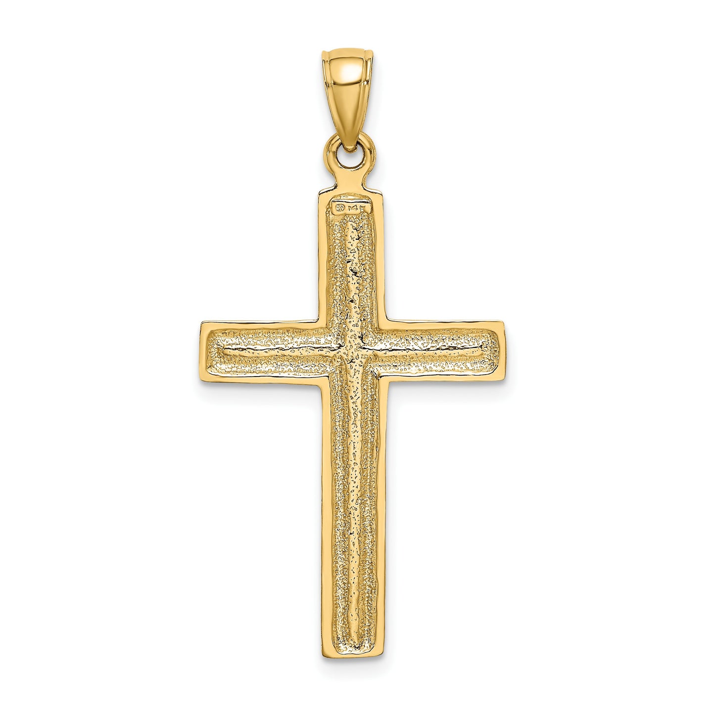 14K Polished Beaded Cross Charm