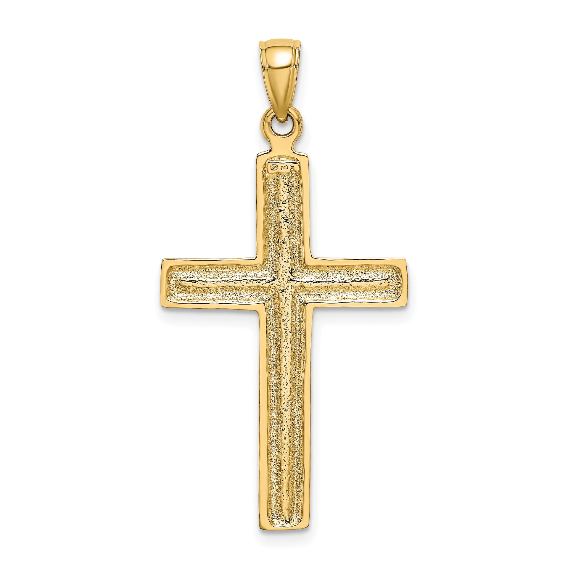 14K Polished Beaded Cross Charm
