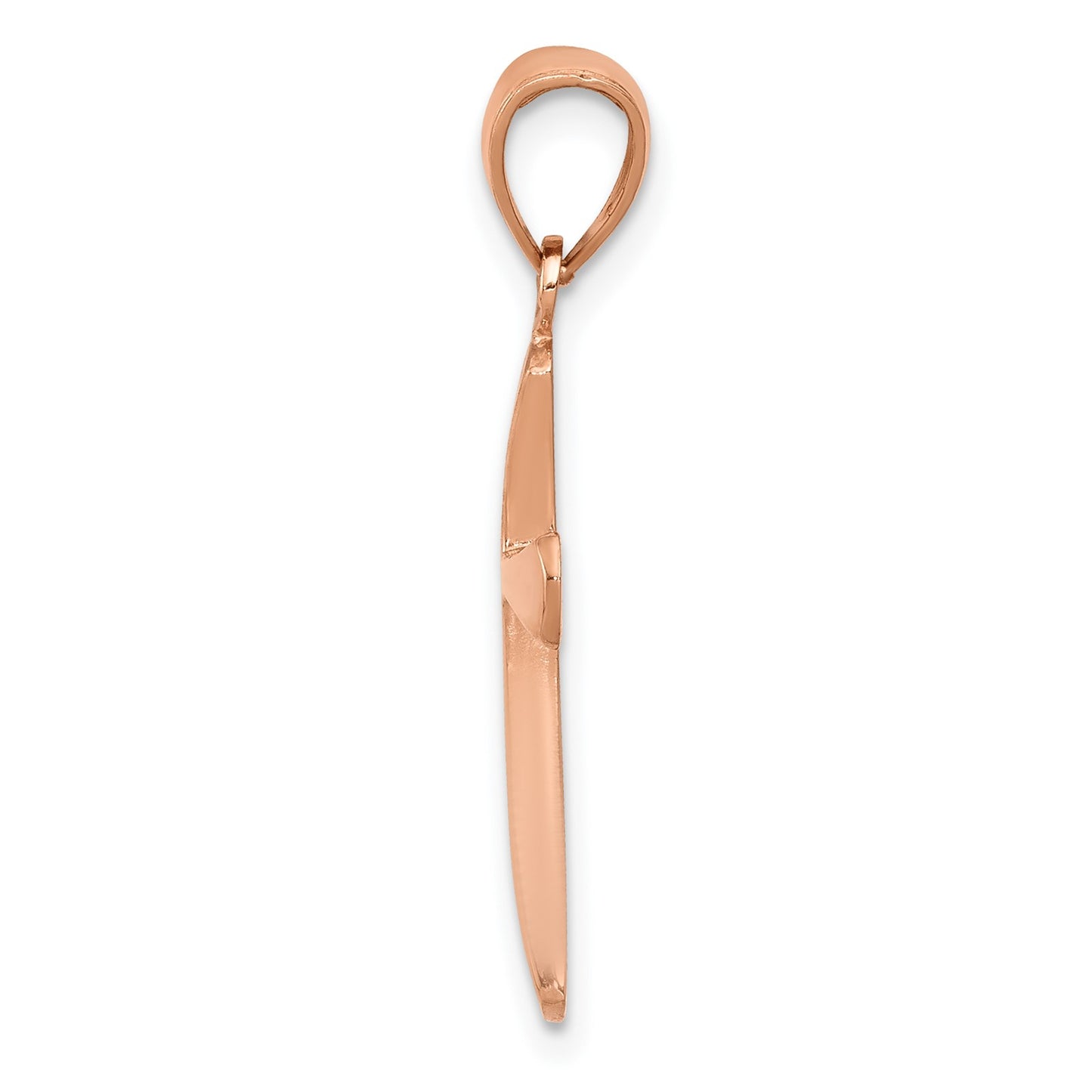 14K Rose Gold Polished Beveled Cross with Round Tips Charm