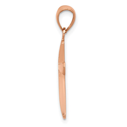 14K Rose Gold Polished Beveled Cross with Round Tips Charm