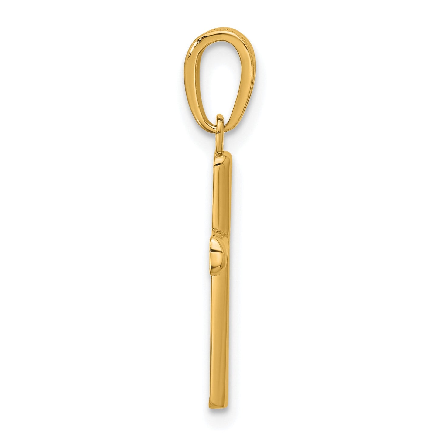 14K Polished Beveled Cross with Round Tips Charm