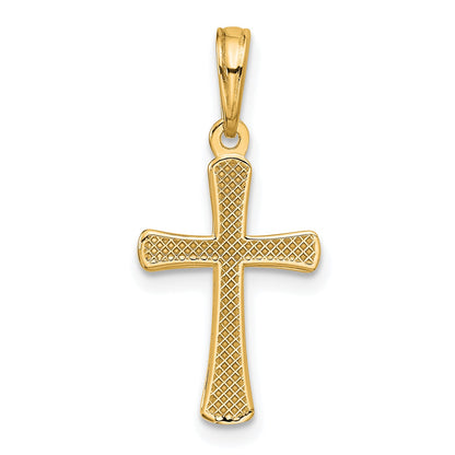 14K Polished Beveled Cross with Round Tips Charm