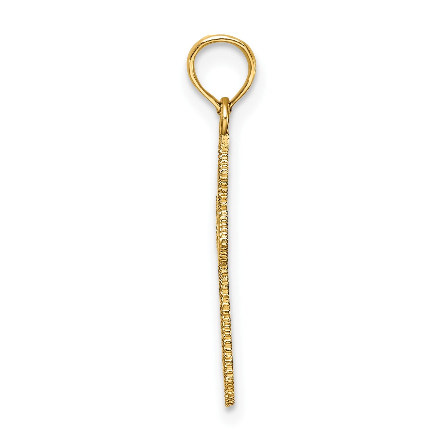 14K Diamond-cut Beaded Edge Cross Charm
