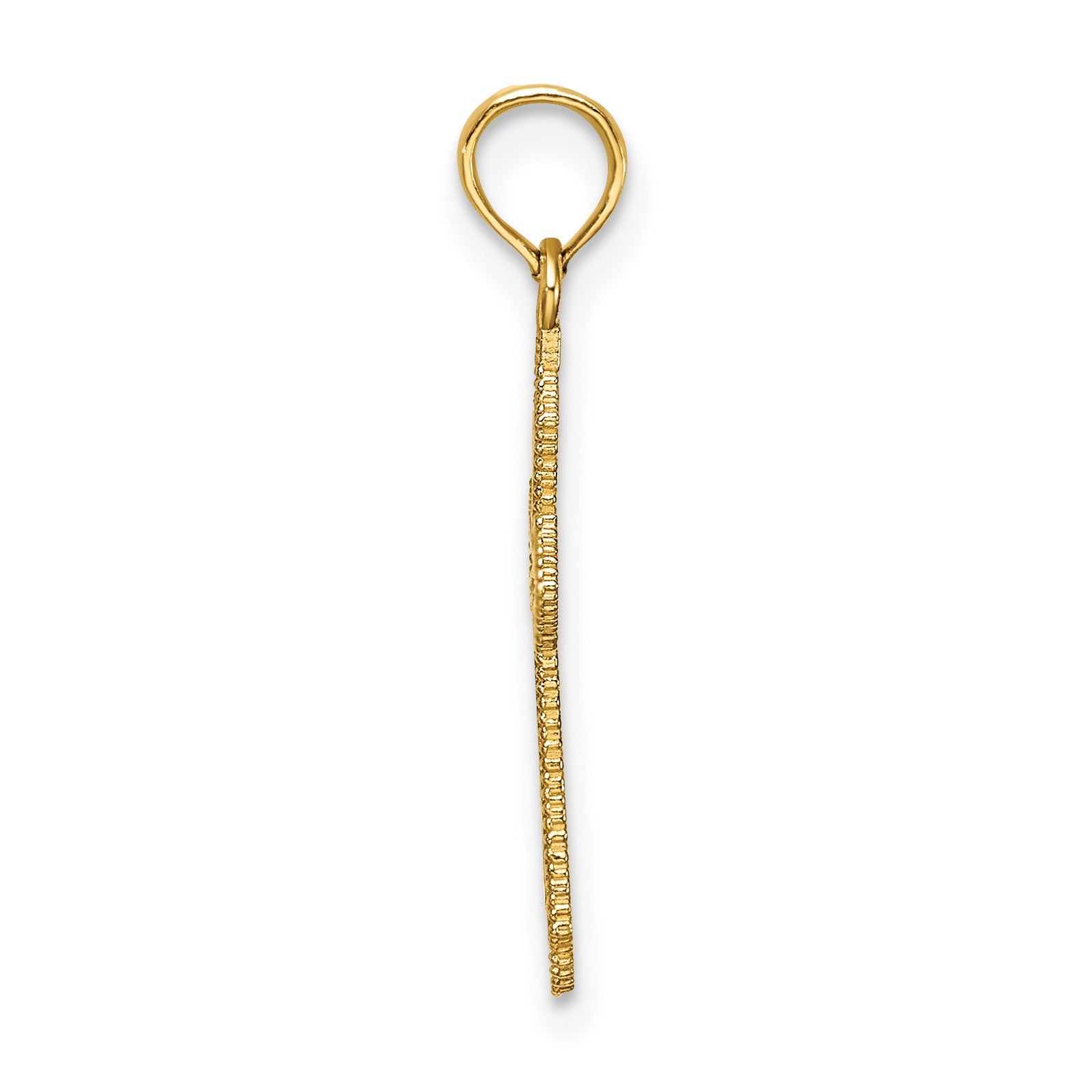 14K Diamond-cut Beaded Edge Cross Charm