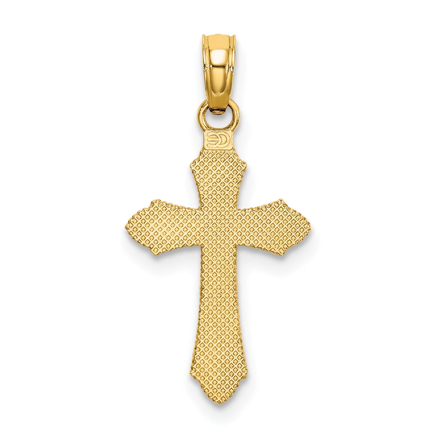 14K Diamond-cut Beaded Edge Cross Charm