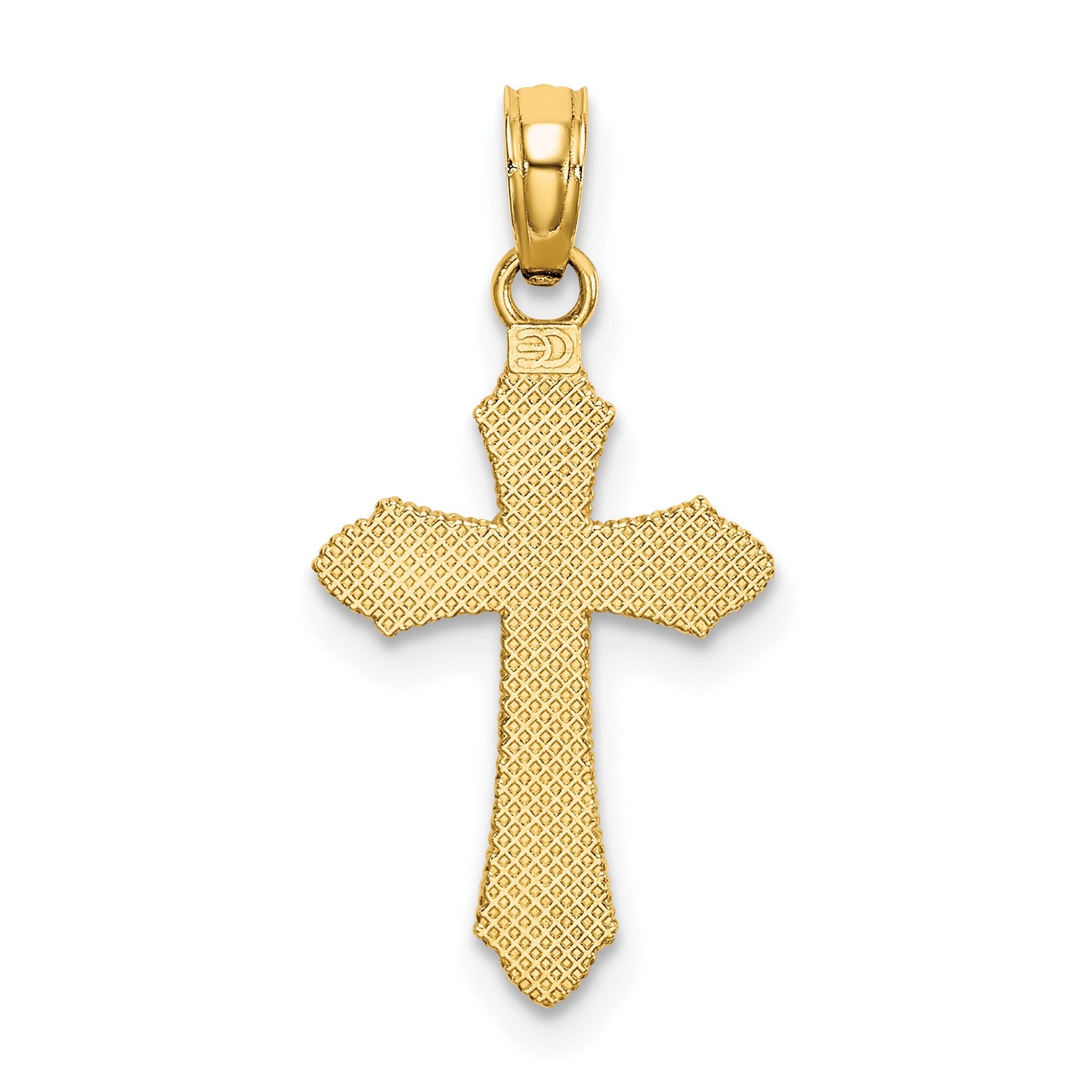 14K Diamond-cut Beaded Edge Cross Charm