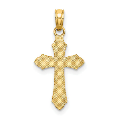 14K Diamond-cut Beaded Edge Cross Charm