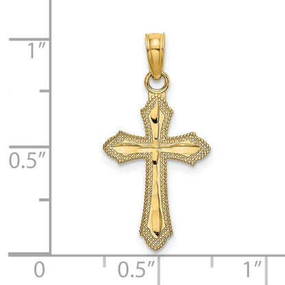 14K Diamond-cut Beaded Edge Cross Charm