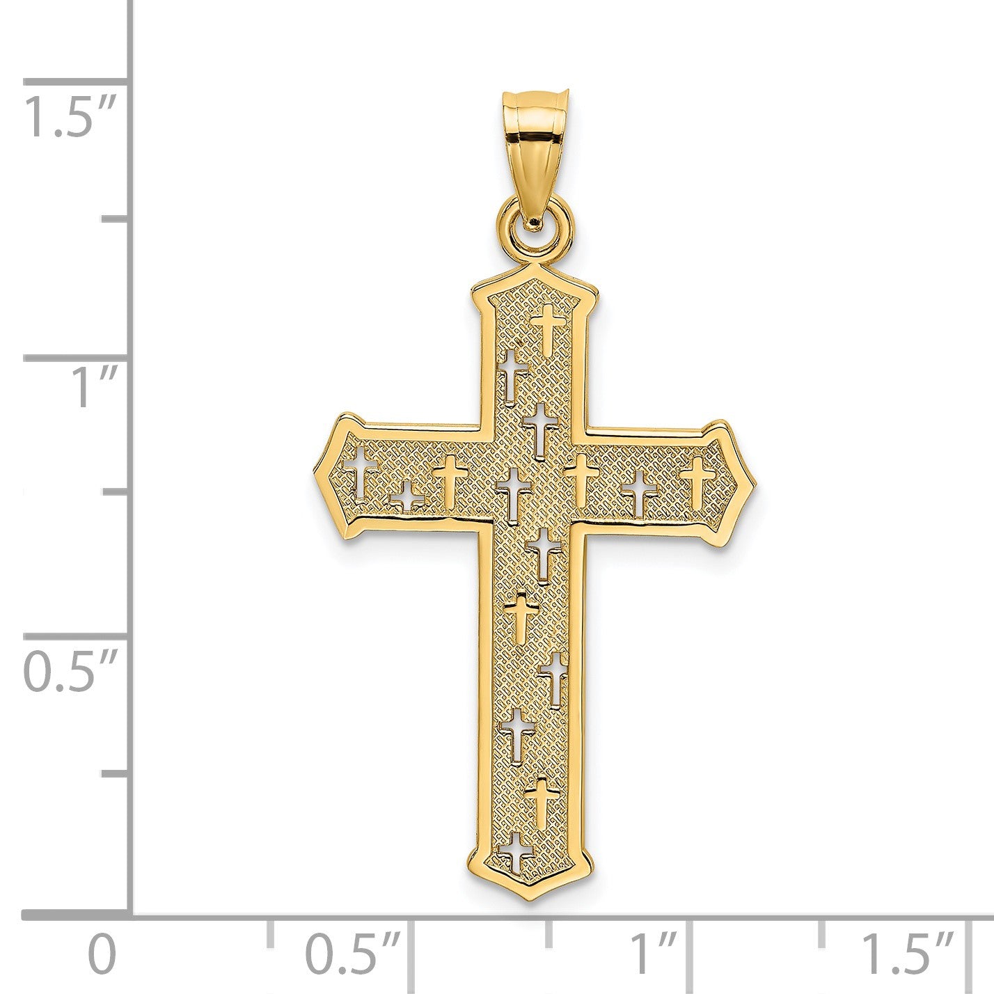 14K Arrow Tip Cross with Cross Accents Charm