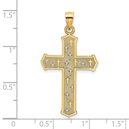 14K Arrow Tip Cross with Cross Accents Charm