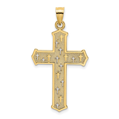 14K Arrow Tip Cross with Cross Accents Charm