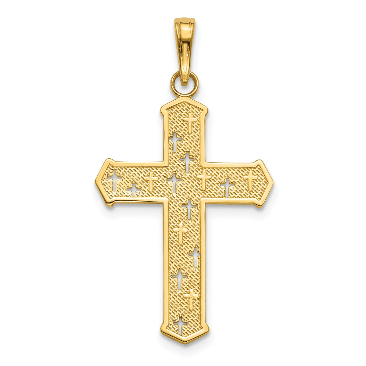 14K Arrow Tip Cross with Cross Accents Charm
