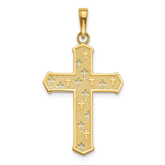 14K Arrow Tip Cross with Cross Accents Charm