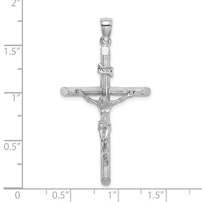 14K White Gold Textured Crucifix Charm