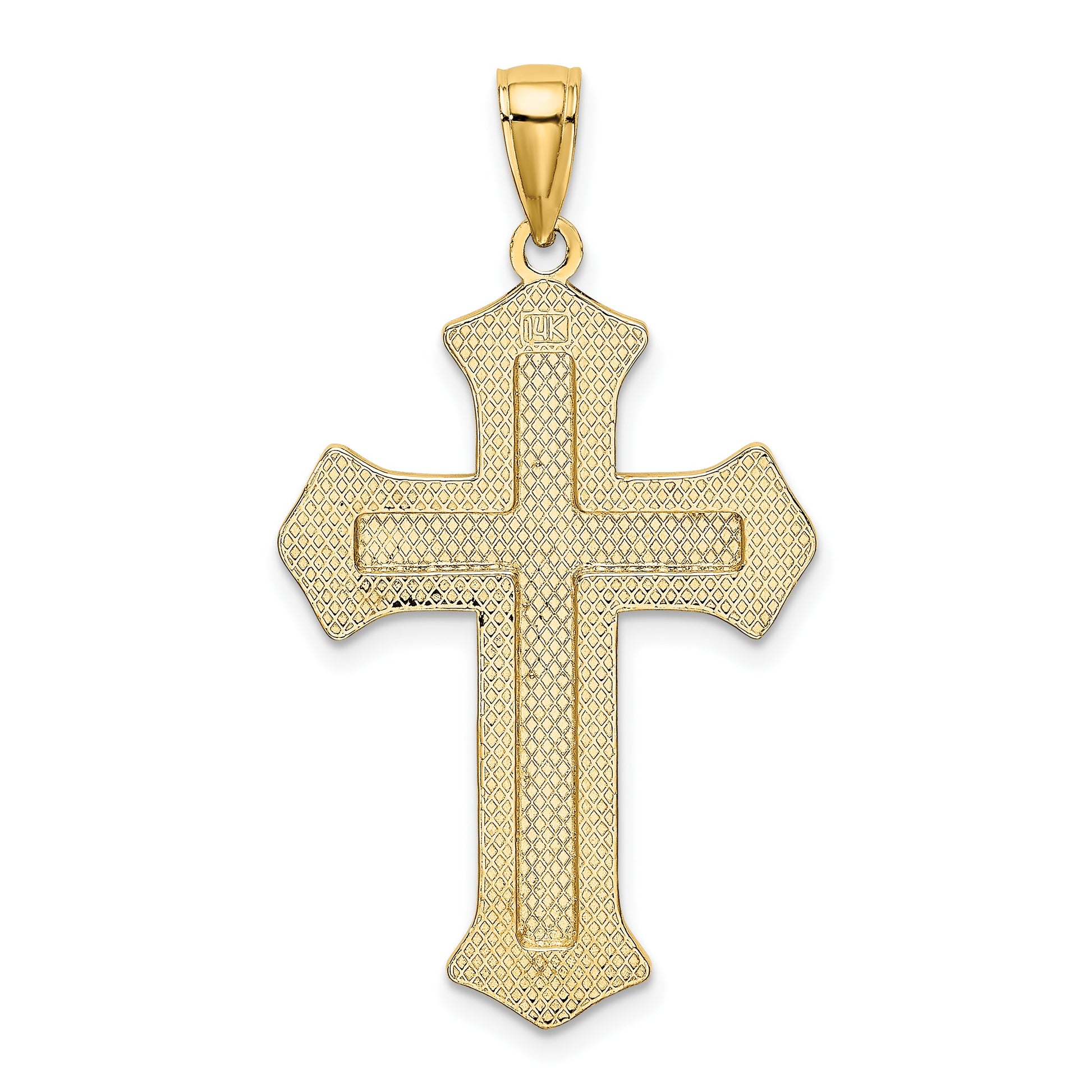 14K 2-D Filigree Center Block Cross Charm
