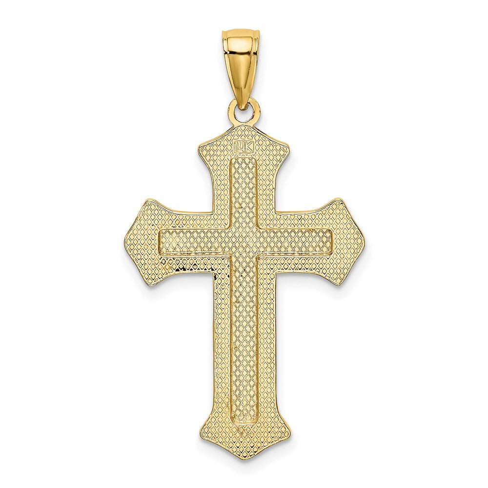 14K 2-D Filigree Center Block Cross Charm