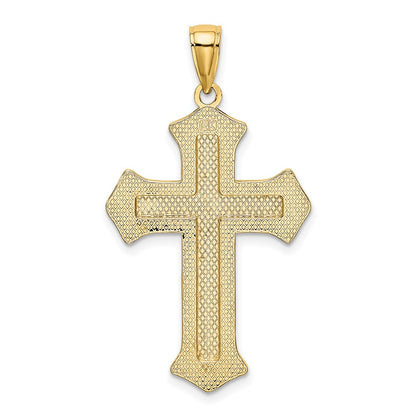 14K 2-D Filigree Center Block Cross Charm