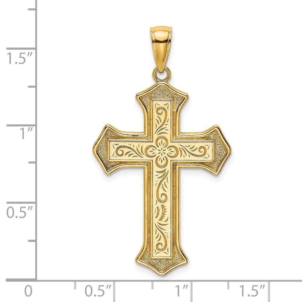 14K 2-D Filigree Center Block Cross Charm