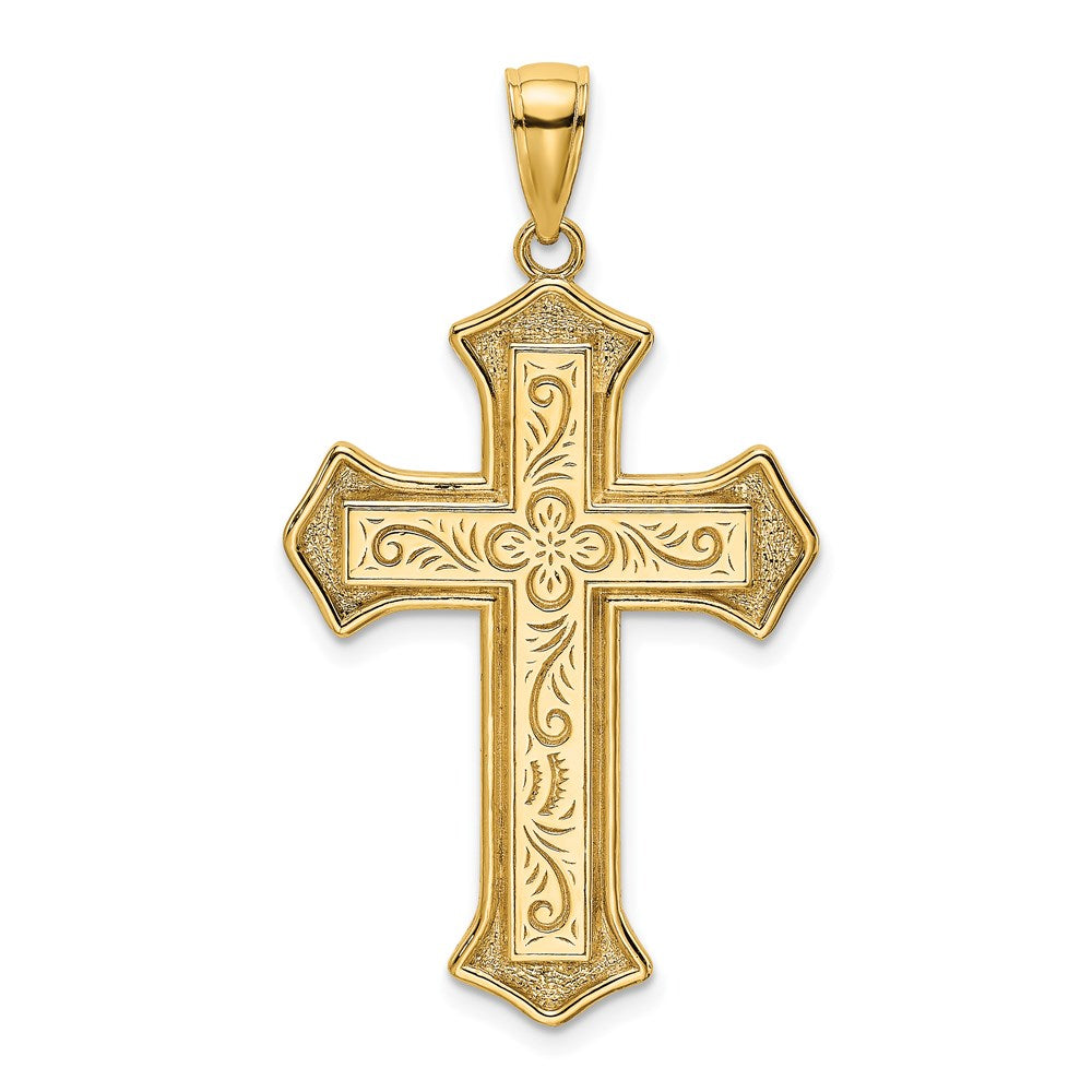 14K 2-D Filigree Center Block Cross Charm