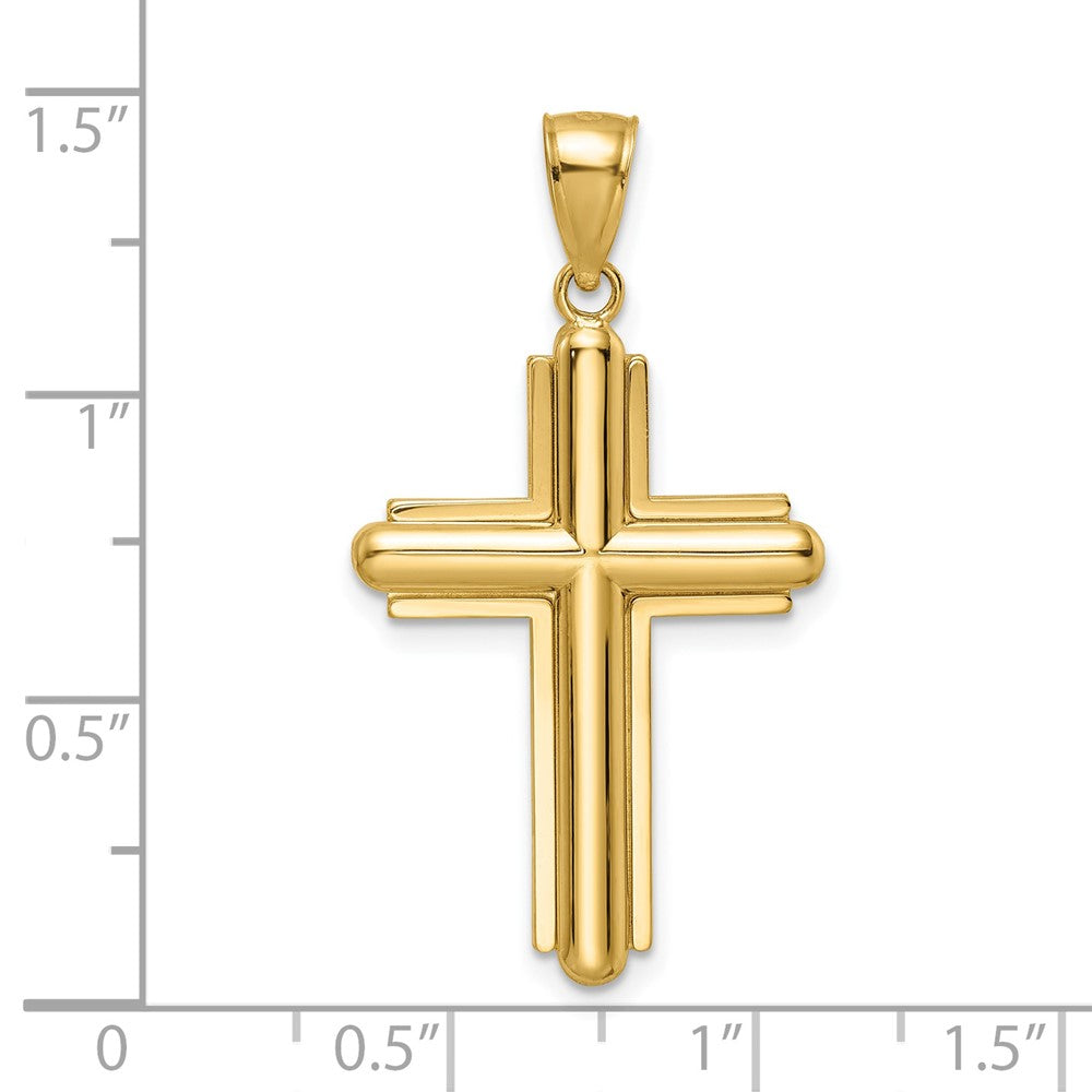 14k Beveled Cross Pendant