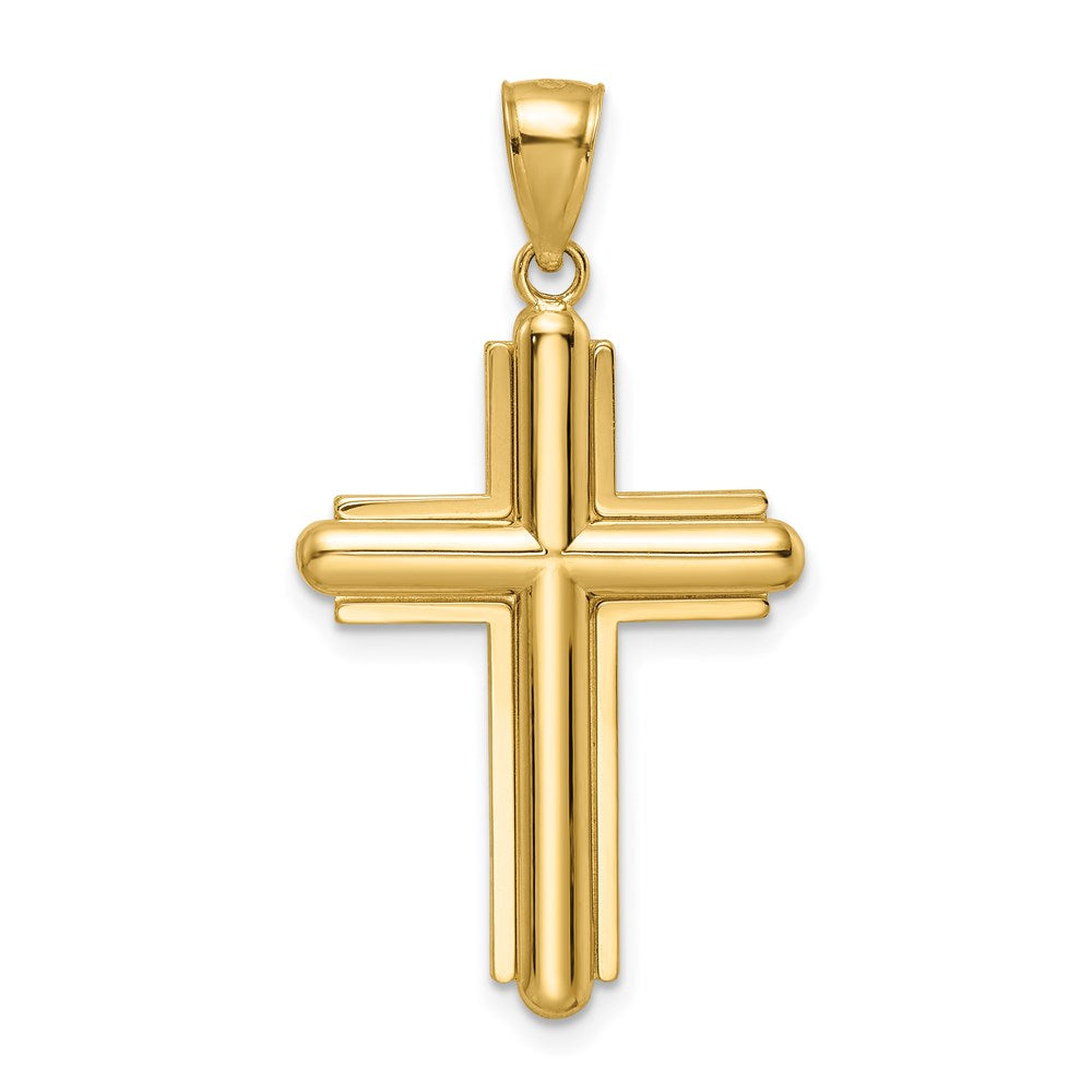 14k Beveled Cross Pendant