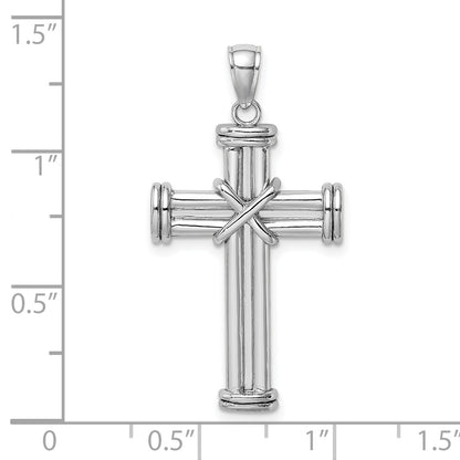 14k White Gold Polished -X- Center Cross Pendant