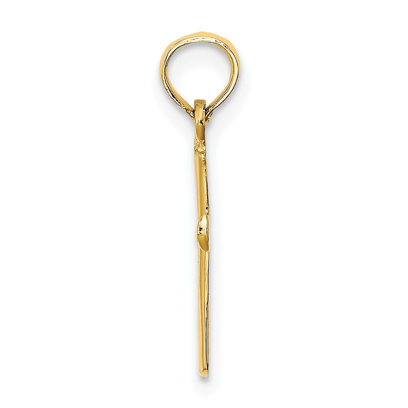 14K Polished Beveled Cross with Round Tips Charm