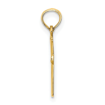 14K Polished Beveled Cross with Round Tips Charm