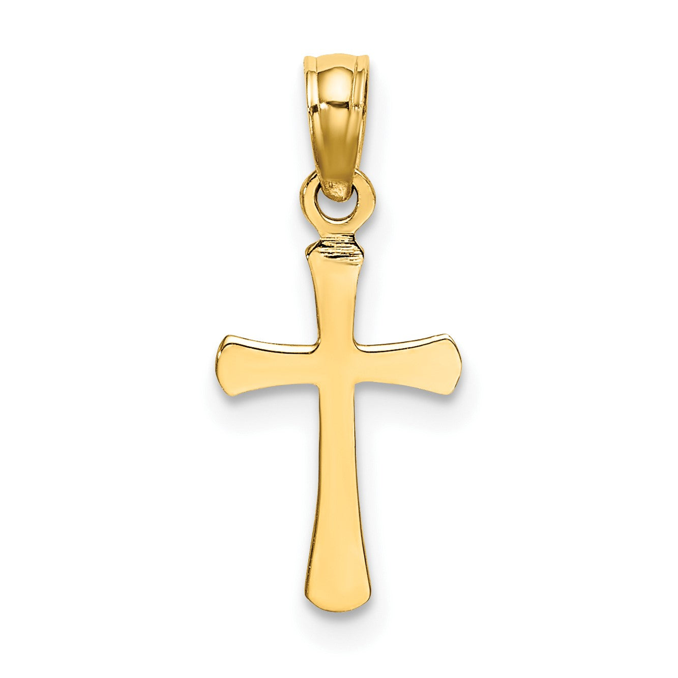 14K Polished Beveled Cross with Round Tips Charm