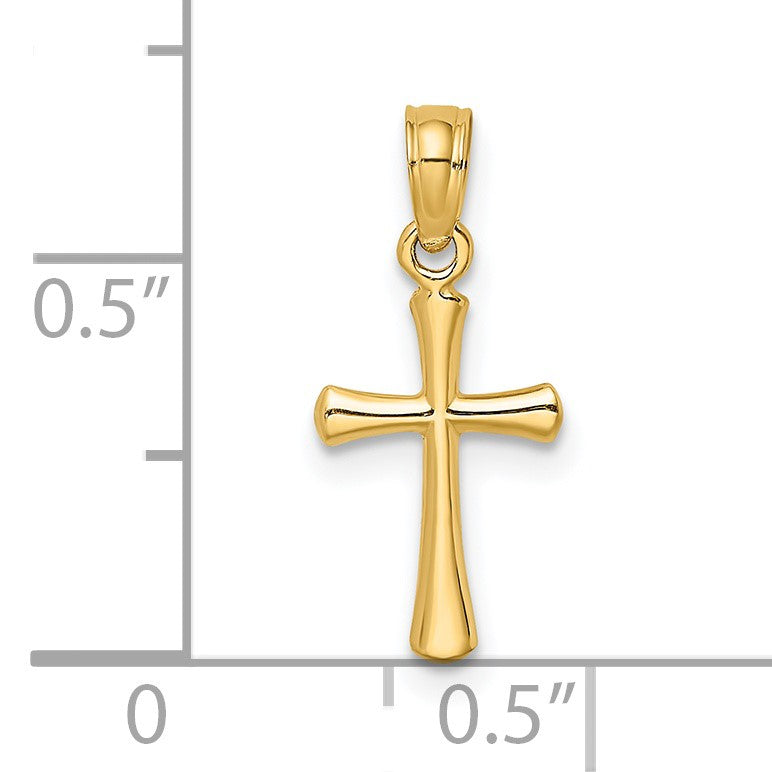 14K Polished Beveled Cross with Round Tips Charm