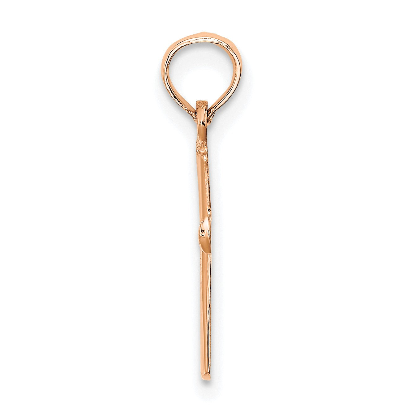 14K Rose Gold Polished Beveled Cross with Round Tips Charm