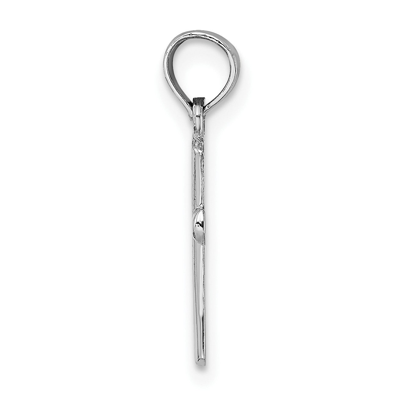 14K White Gold Polished Beveled Cross with Round Tips Charm