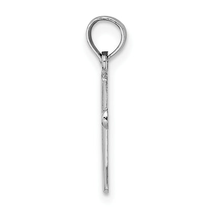 14K White Gold Polished Beveled Cross with Round Tips Charm