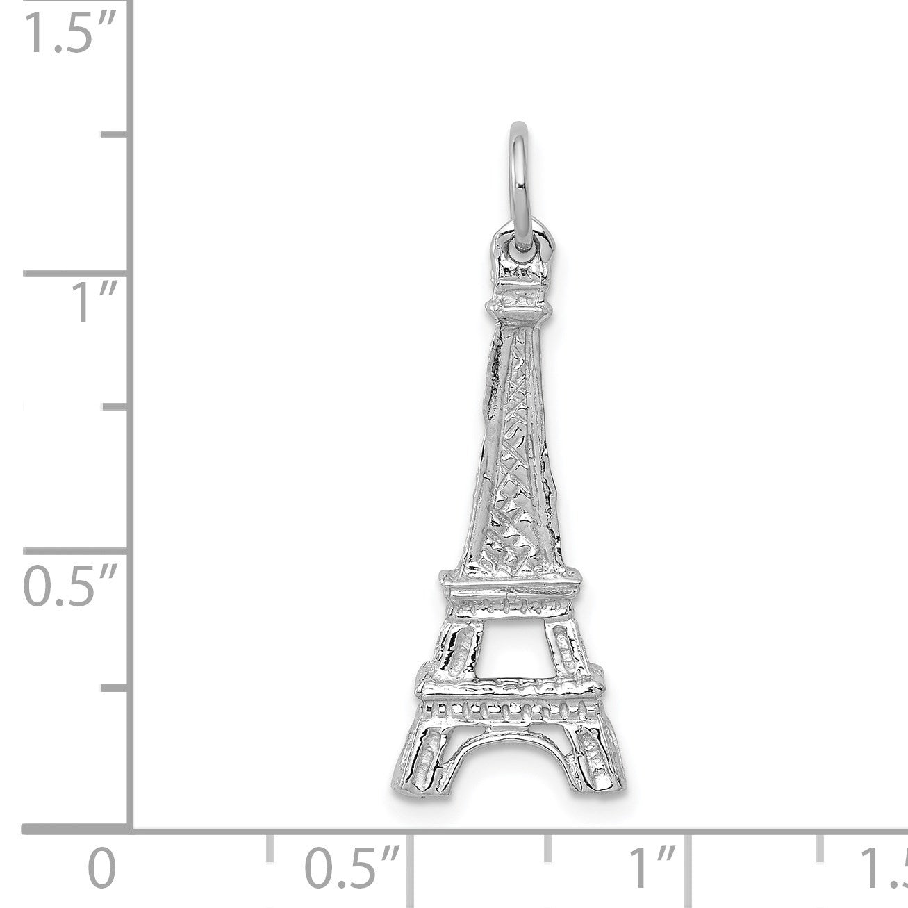 14k White Gold Solid Polished Eiffel Tower Charm