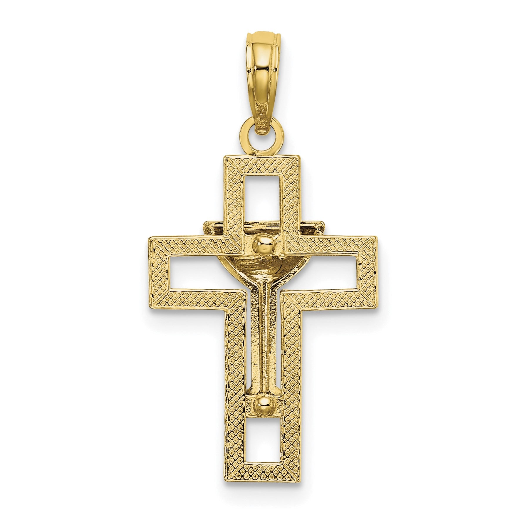 14K Polished Cross with Communion Cup Charm