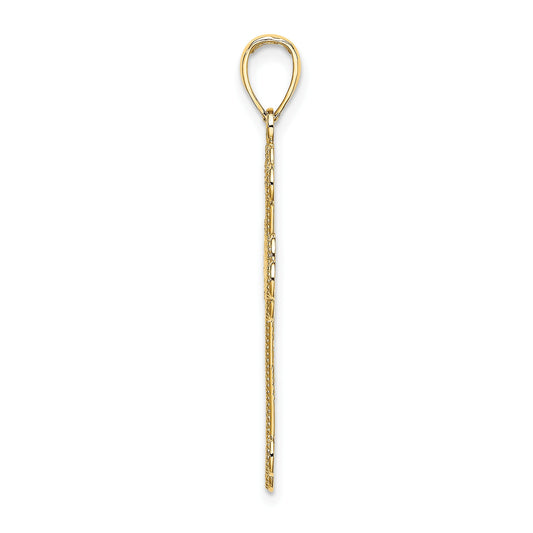 14K Textured and Beaded Edge Cross Charm